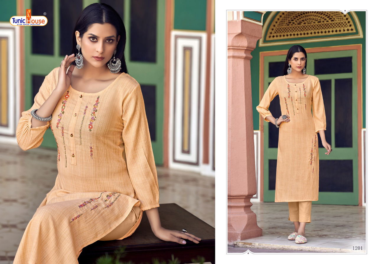 Tunic House Cloud Ethnic Wear Rayon Embroidery Design Kurti Collection